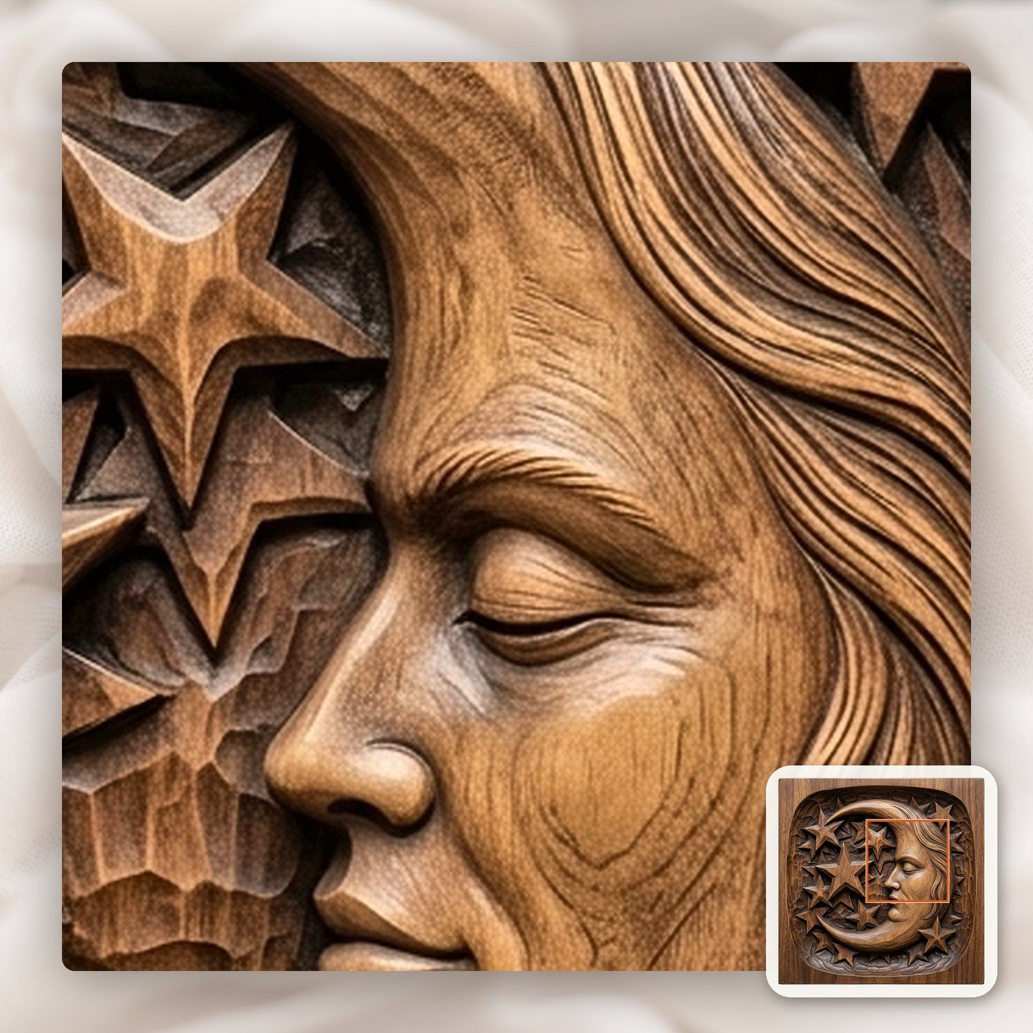 Moon Face and Stars CNC Relief STL bas-relief STL — view 9