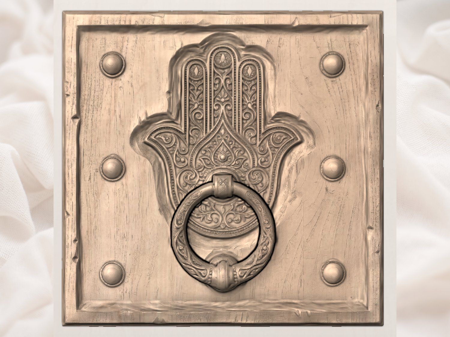 Moorish Khamsa Door Knocker Alhambra Stucco CNC Relief STL bas-relief STL — view 3
