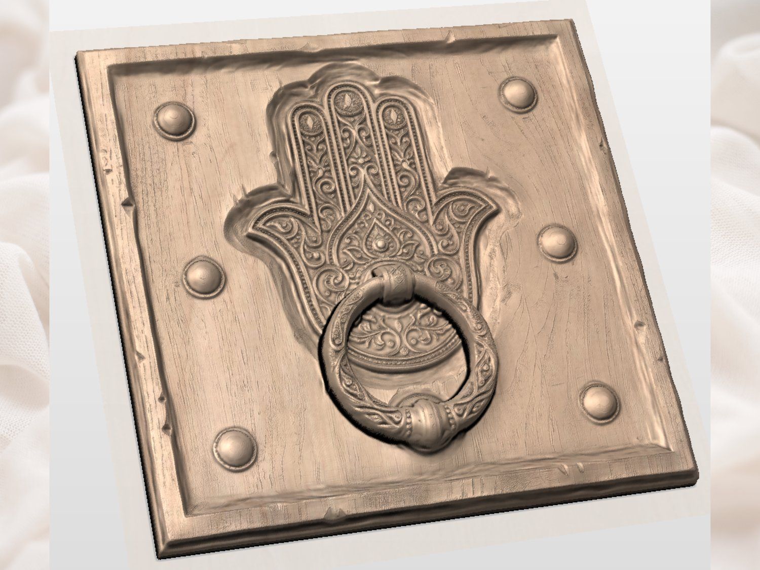 Moorish Khamsa Door Knocker Alhambra Stucco CNC Relief STL bas-relief STL — view 4