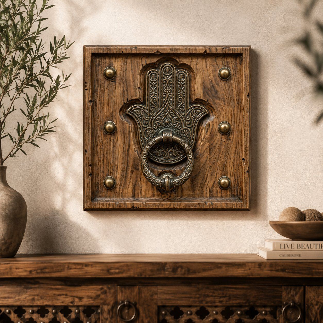 Moorish Khamsa Door Knocker Alhambra Stucco CNC Relief STL bas-relief STL — view 5