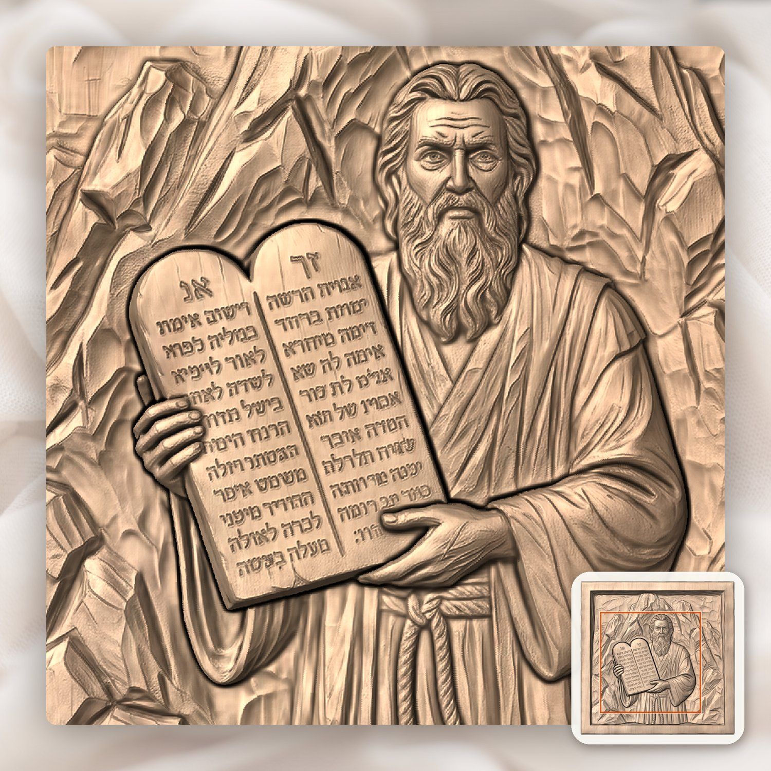 Moses Ten Commandments Mt Sinai CNC Relief STL bas-relief STL — view 6