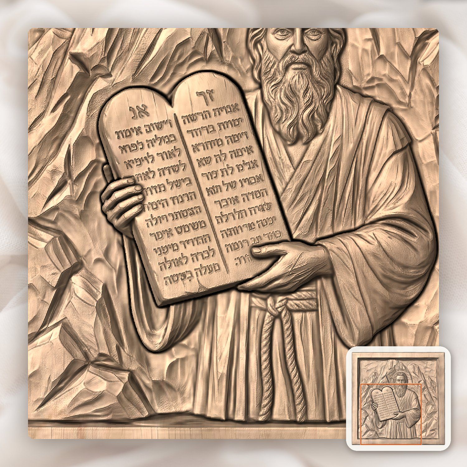 Moses Ten Commandments Mt Sinai CNC Relief STL bas-relief STL — view 7