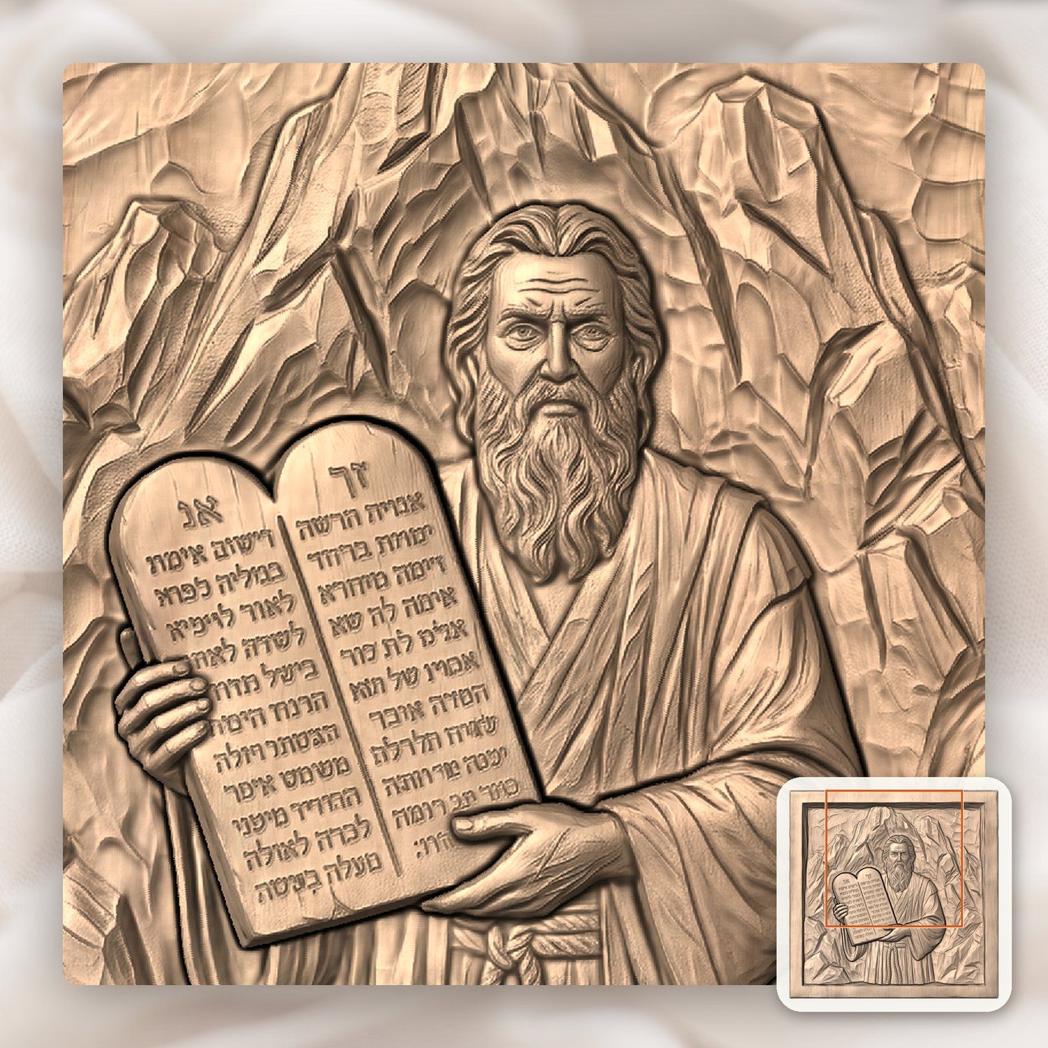 Moses Ten Commandments Mt Sinai CNC Relief STL bas-relief STL — view 8