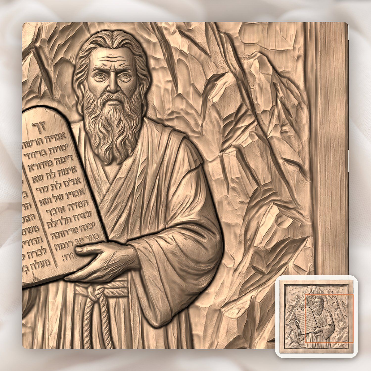 Moses Ten Commandments Mt Sinai CNC Relief STL bas-relief STL — view 9