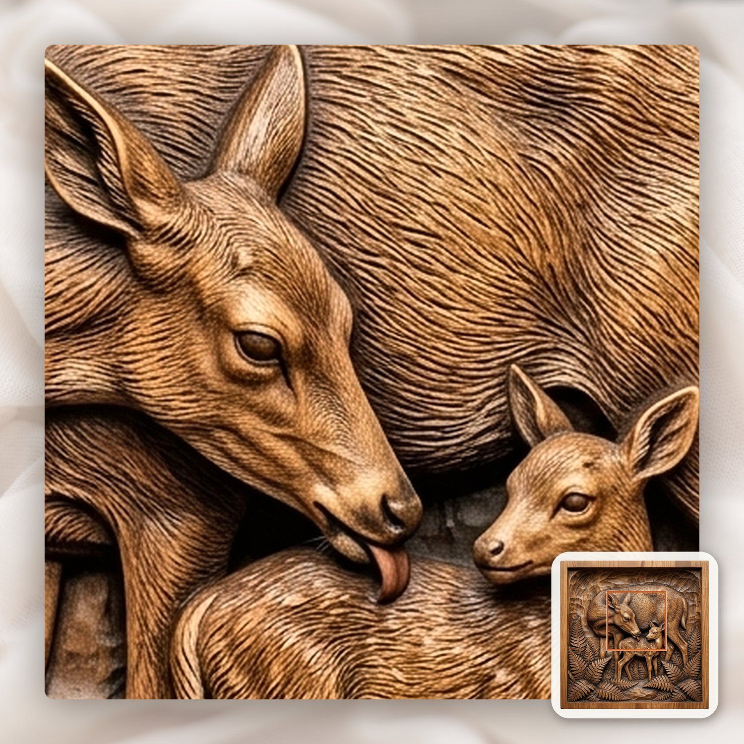Mother Doe Grooming Fawn CNC Relief STL bas-relief STL — view 12