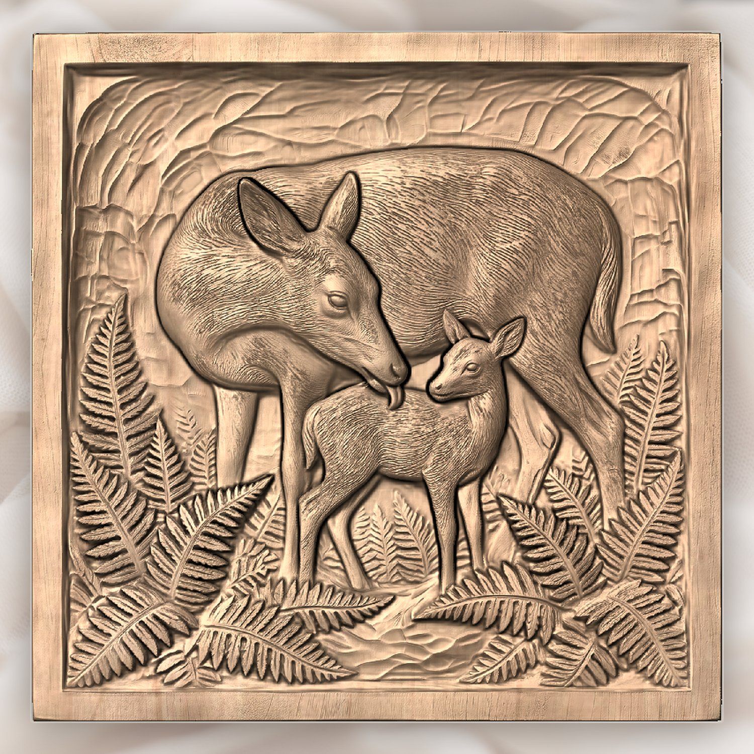 Mother Doe Grooming Fawn CNC Relief STL bas-relief STL — view 5