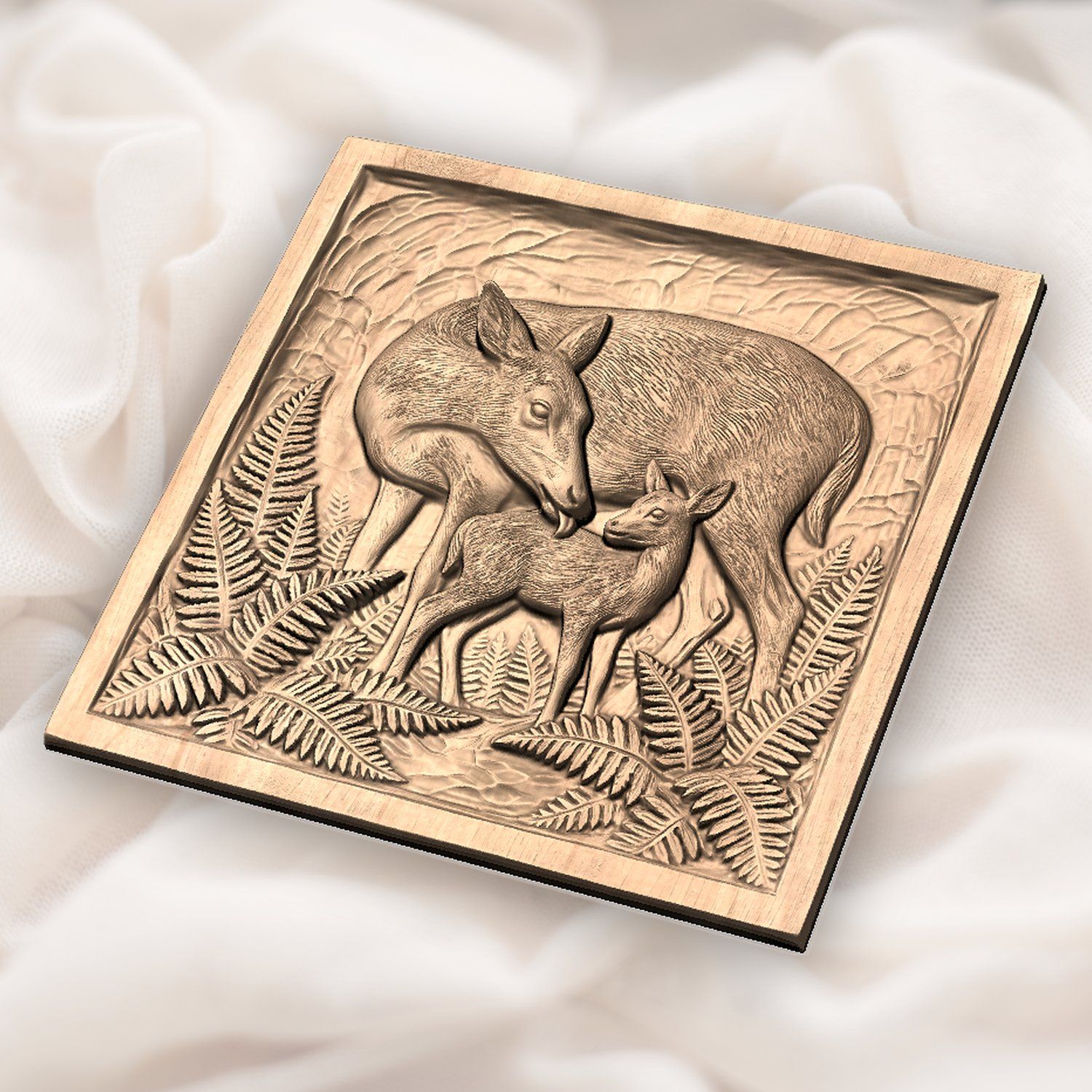 Mother Doe Grooming Fawn CNC Relief STL bas-relief STL — view 6