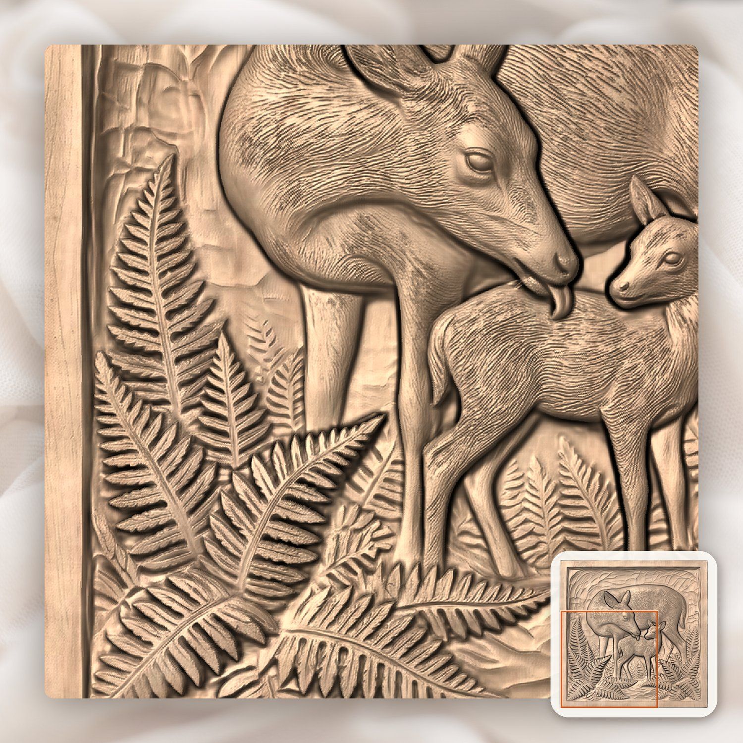 Mother Doe Grooming Fawn CNC Relief STL bas-relief STL — view 7