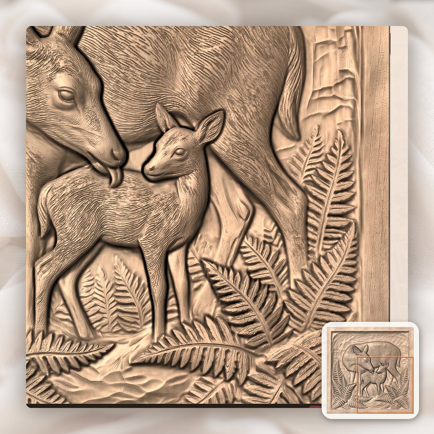 Mother Doe Grooming Fawn CNC Relief STL bas-relief STL — view 8