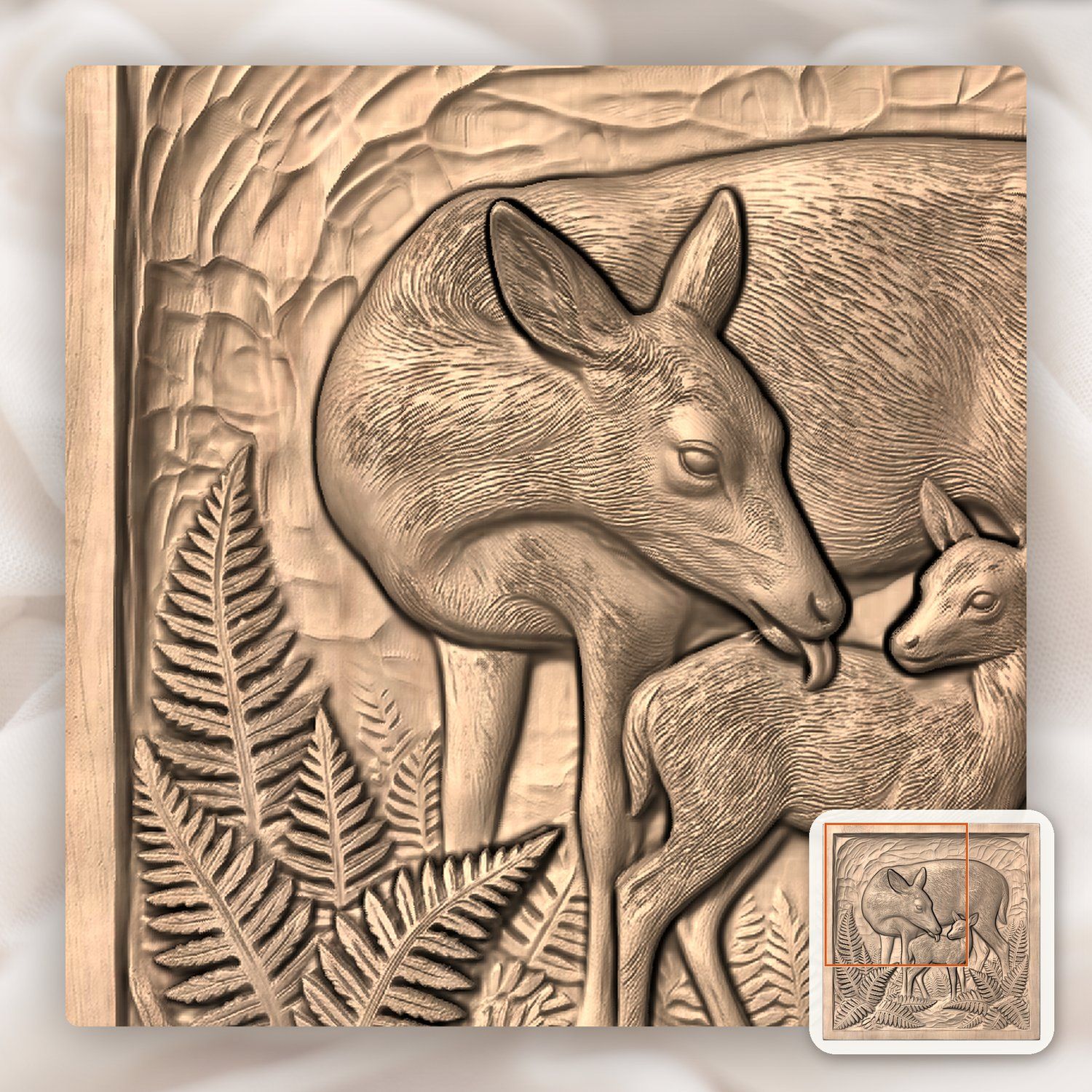 Mother Doe Grooming Fawn CNC Relief STL bas-relief STL — view 9
