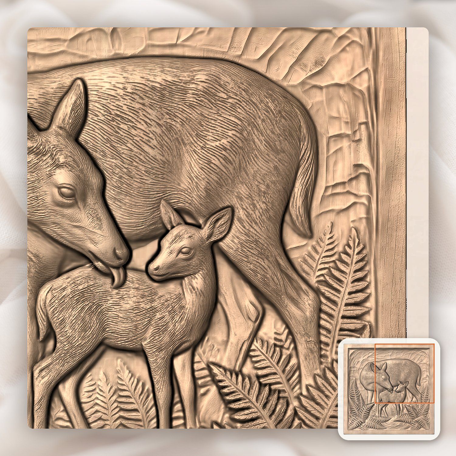 Mother Doe Grooming Fawn CNC Relief STL bas-relief STL — view 10