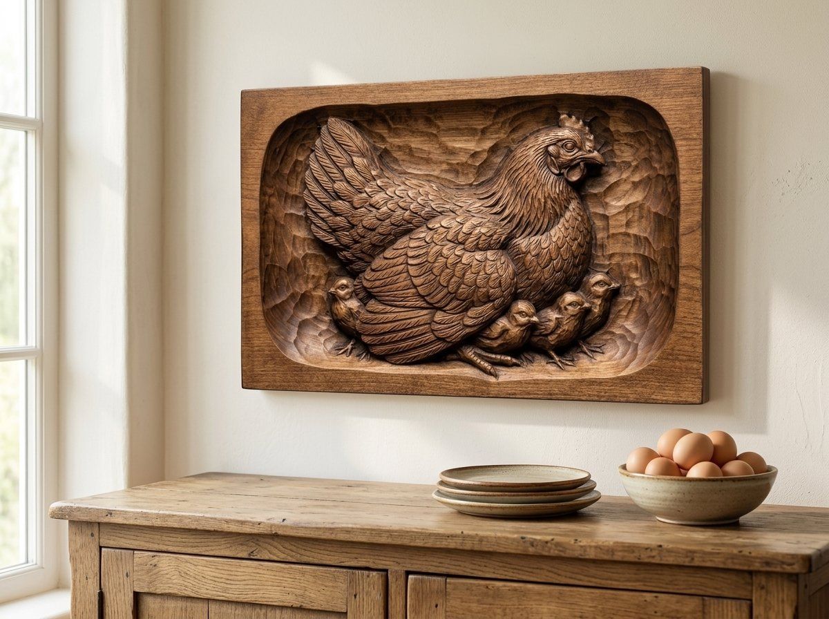 Mother Hen and Chicks Farmhouse CNC Relief STL bas-relief STL — view 13
