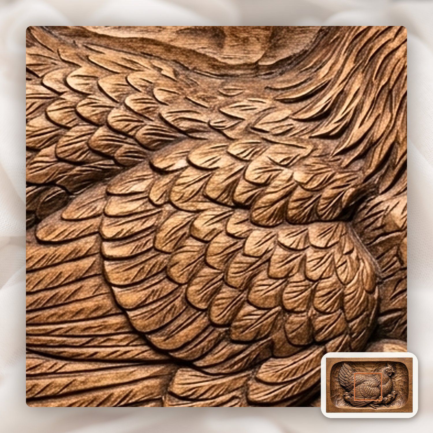 Mother Hen and Chicks Farmhouse CNC Relief STL bas-relief STL — view 11