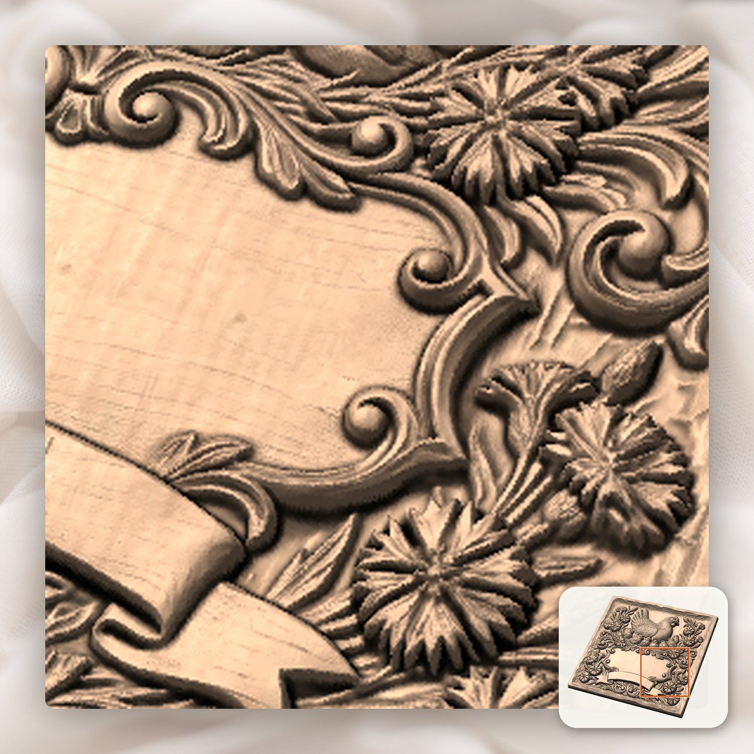 Mother Hen and Chicks Farmhouse Sign CNC Relief STL bas-relief STL — view 10