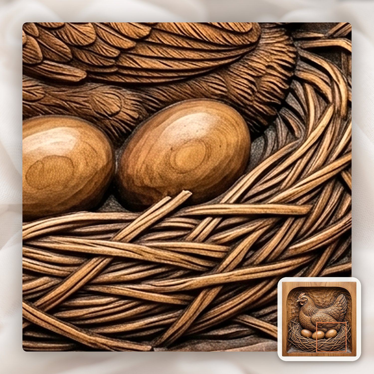 Mother Hen in Nest CNC Relief STL bas-relief STL — view 12