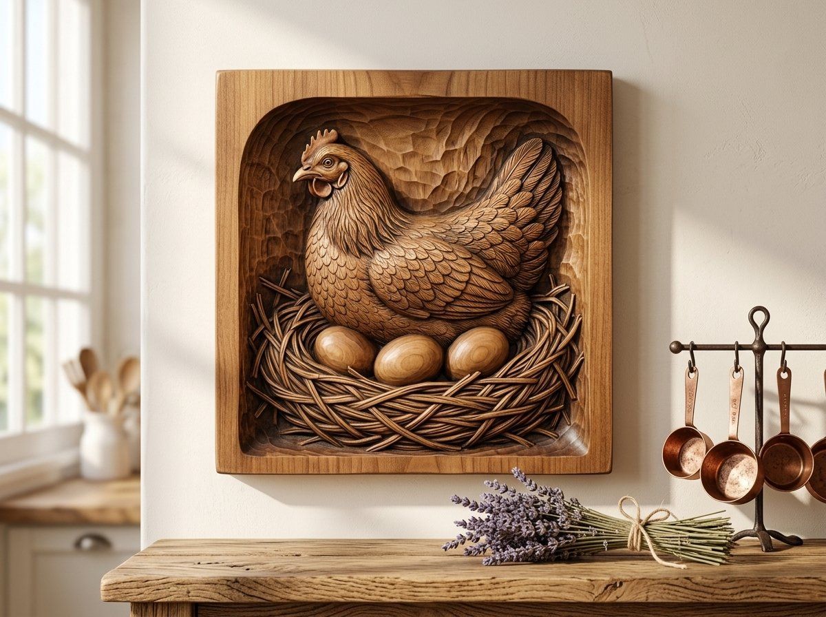 Mother Hen in Nest CNC Relief STL bas-relief STL — view 13