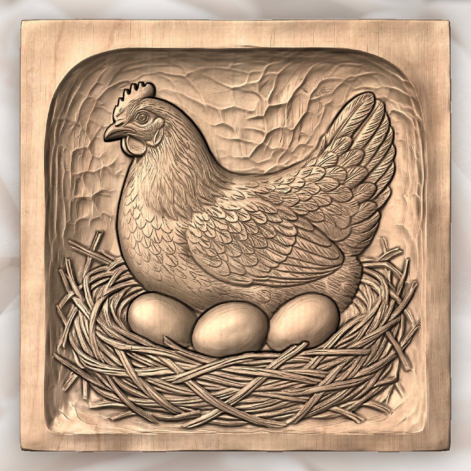 Mother Hen in Nest CNC Relief STL bas-relief STL — view 5