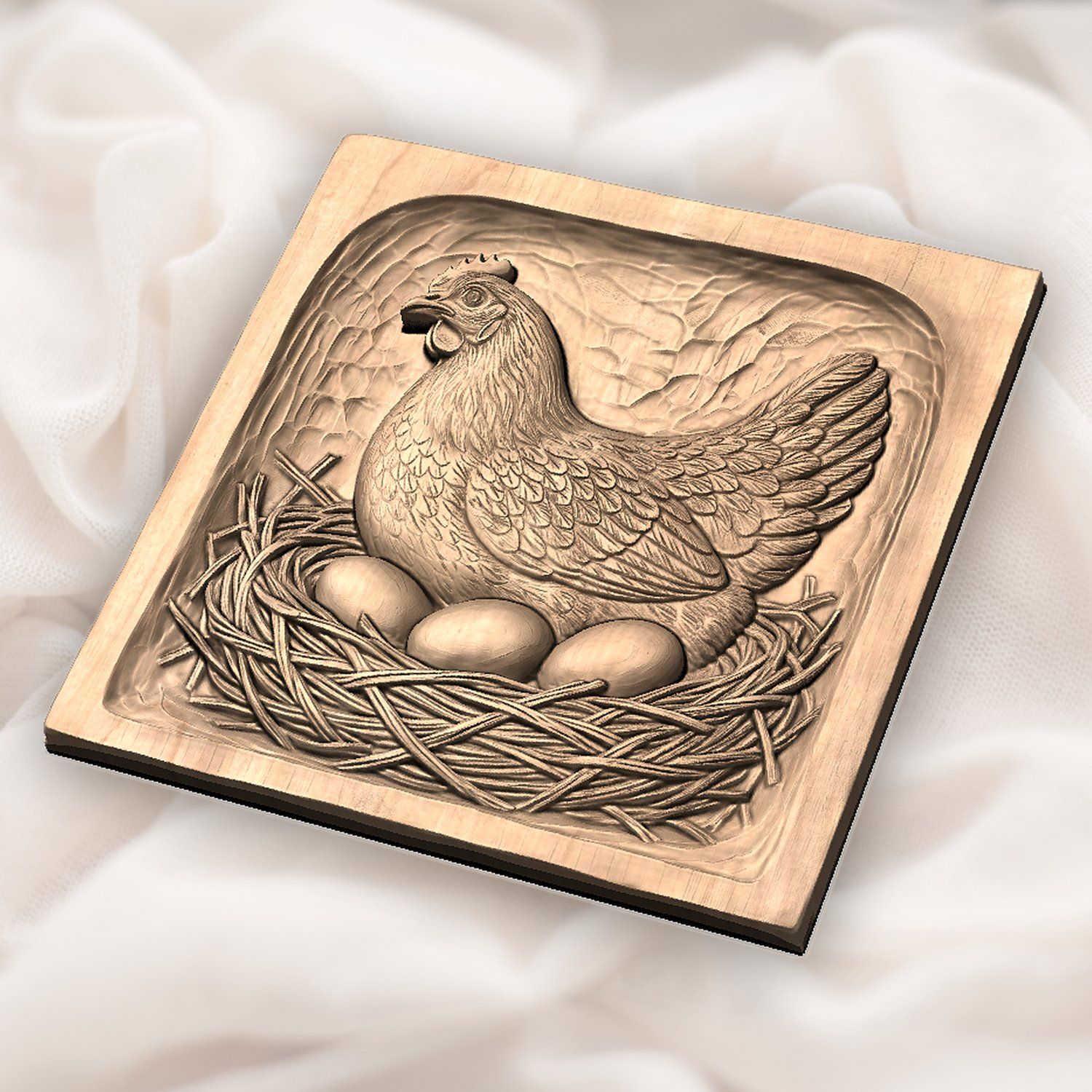 Mother Hen in Nest CNC Relief STL bas-relief STL — view 6