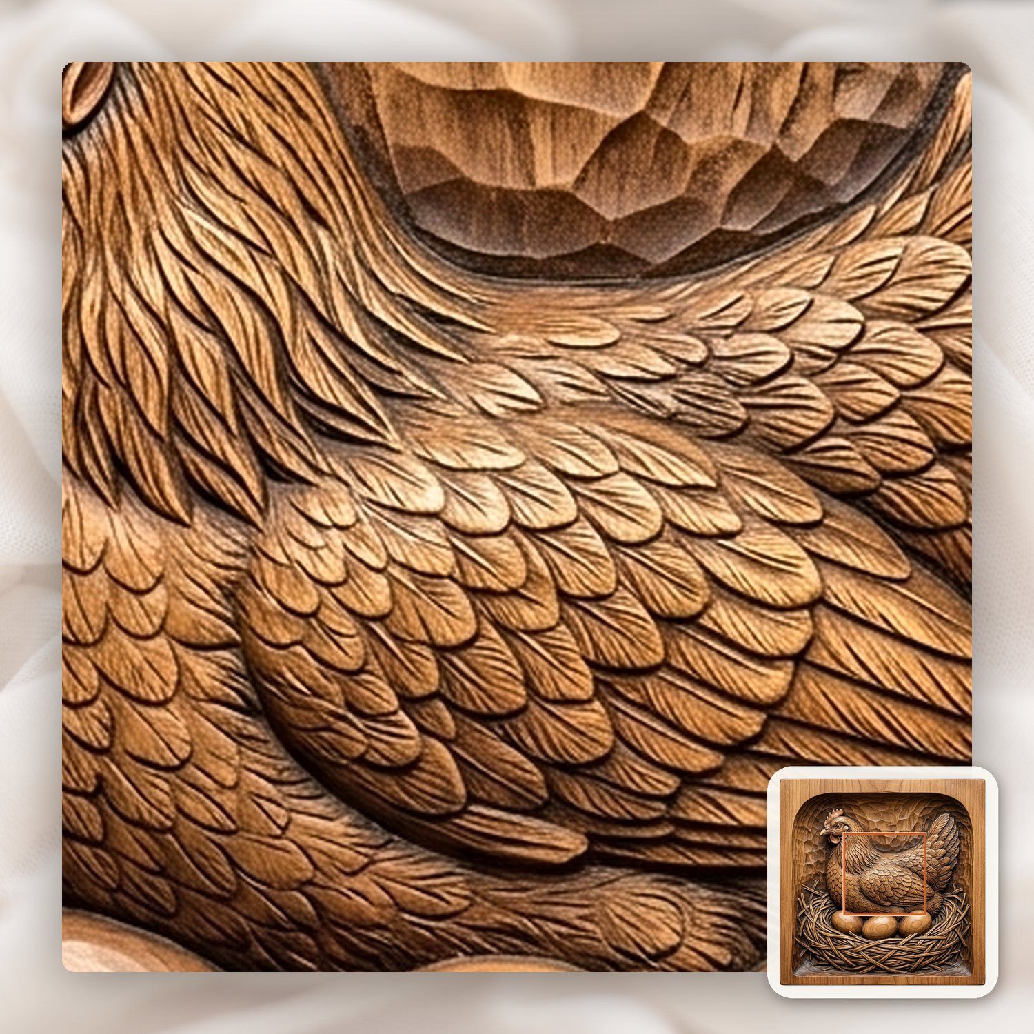 Mother Hen in Nest CNC Relief STL bas-relief STL — view 11