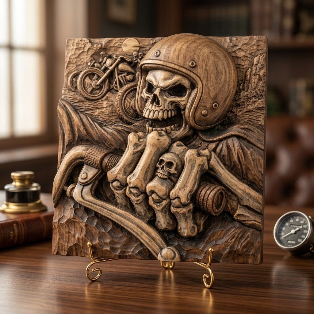 Motorcycle STL CNC Woodcarving bas-relief STL — view 7