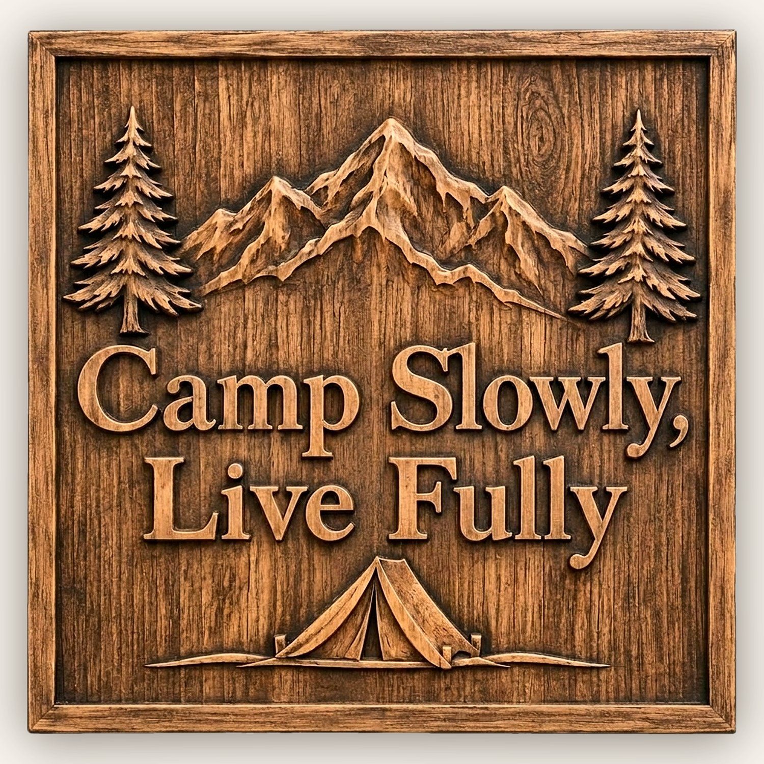Mountain Camping Scene CNC Relief STL bas-relief STL design