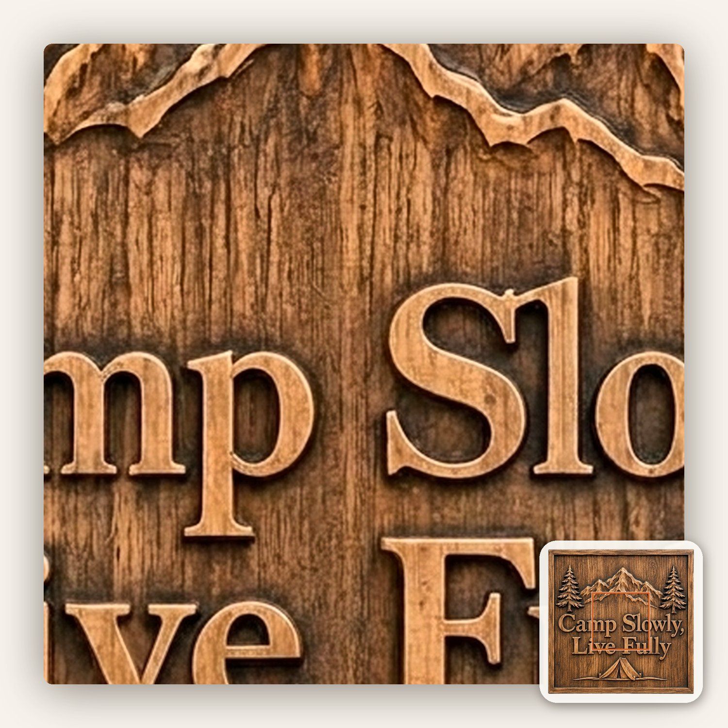 Mountain Camping Scene CNC Relief STL bas-relief STL — view 11