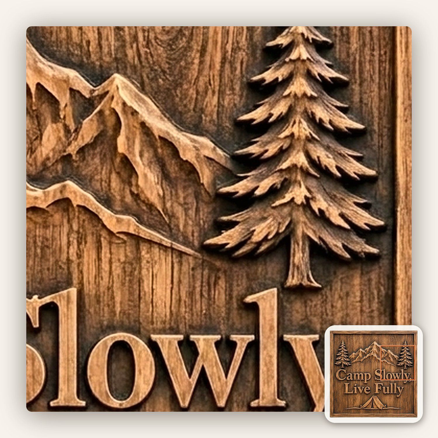 Mountain Camping Scene CNC Relief STL bas-relief STL — view 12