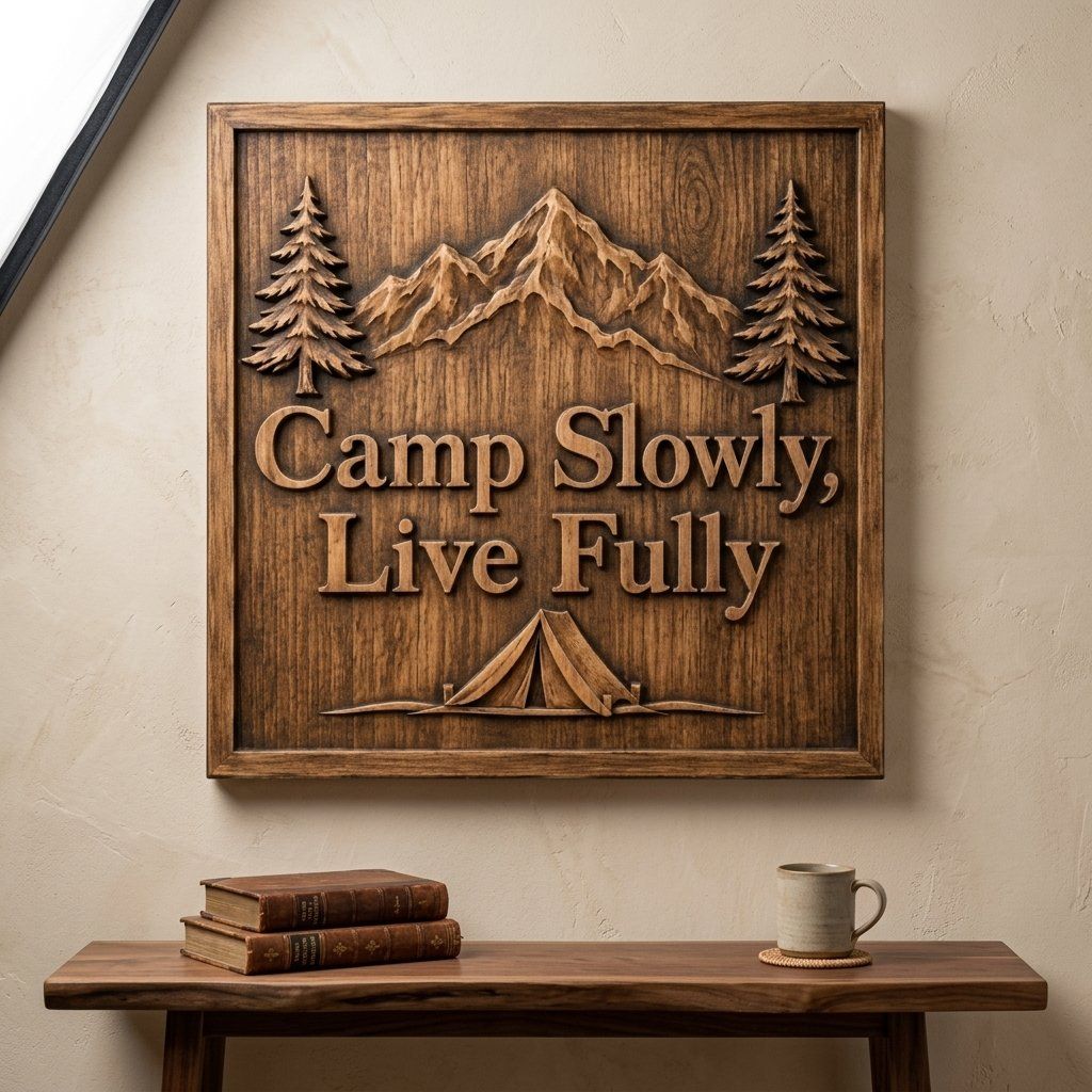 Mountain Camping Scene CNC Relief STL bas-relief STL — view 14