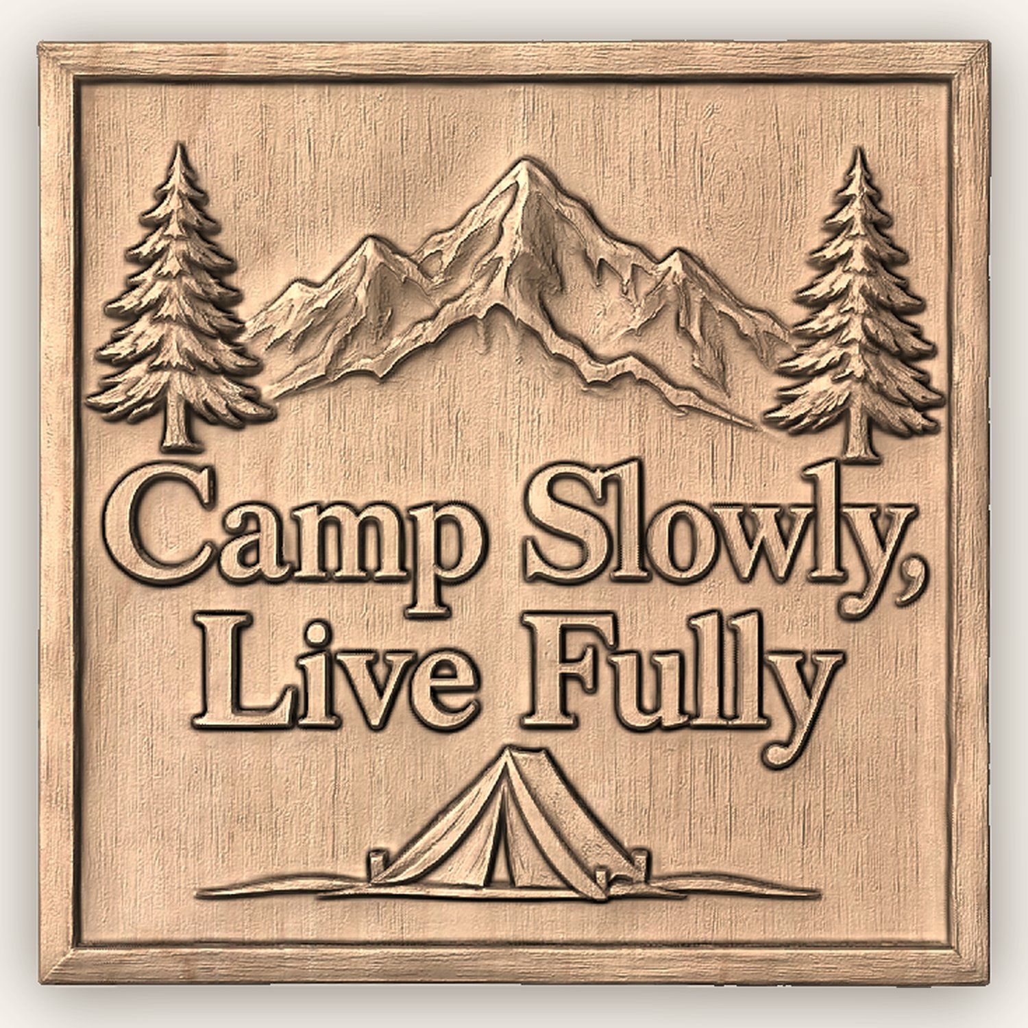 Mountain Camping Scene CNC Relief STL bas-relief STL — view 4