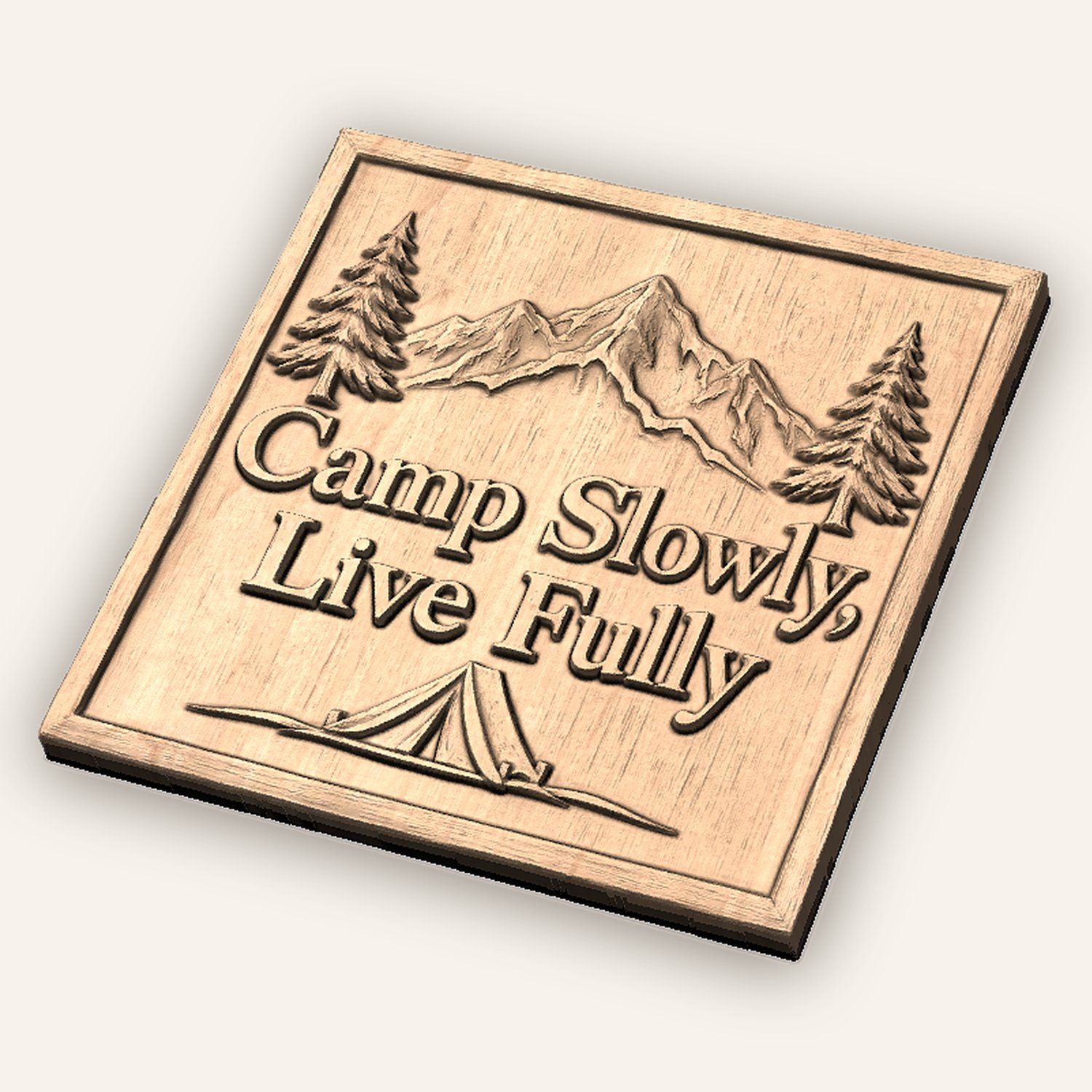 Mountain Camping Scene CNC Relief STL bas-relief STL — view 5