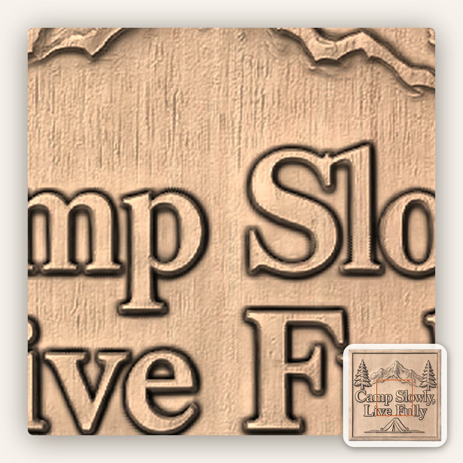 Mountain Camping Scene CNC Relief STL bas-relief STL — view 7