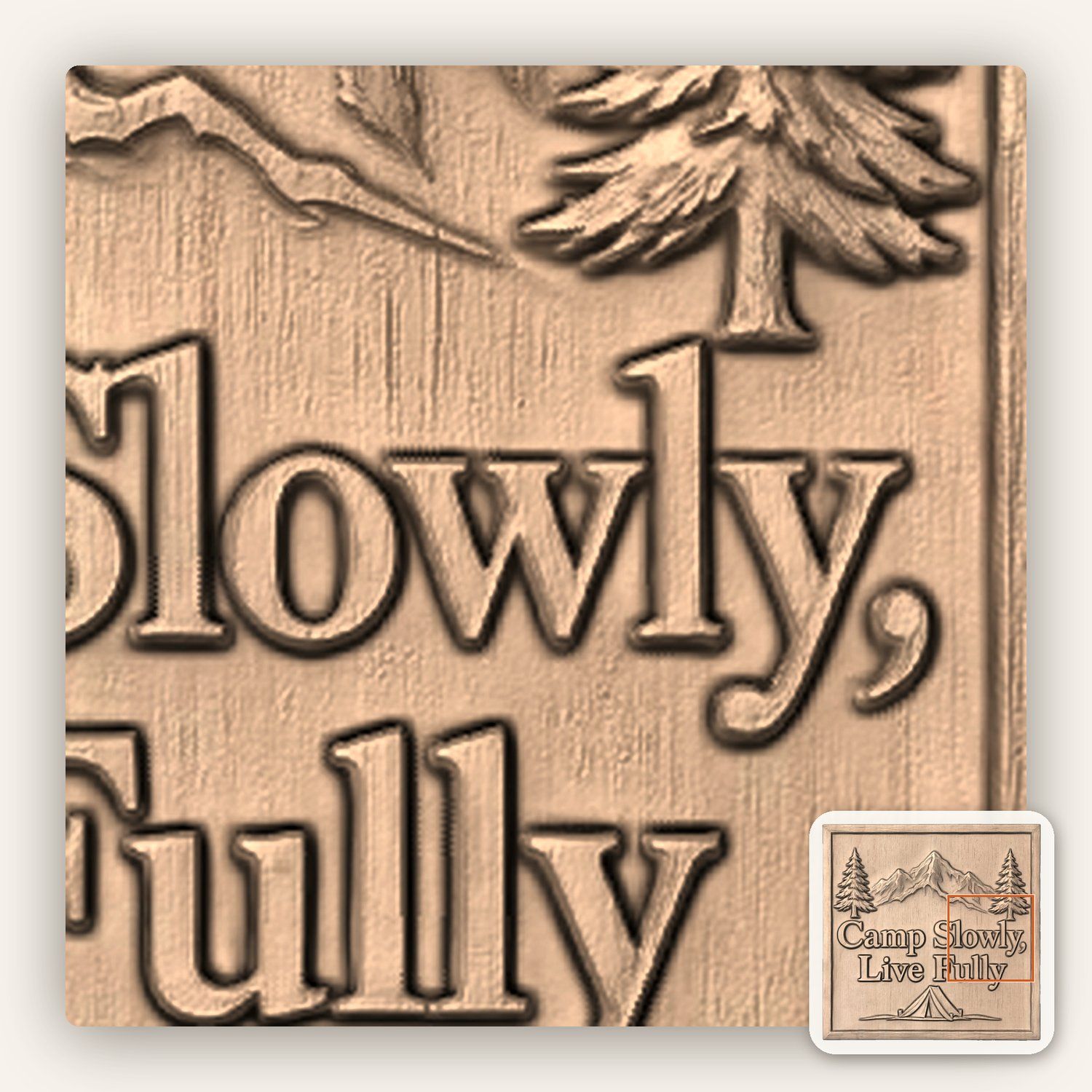Mountain Camping Scene CNC Relief STL bas-relief STL — view 8