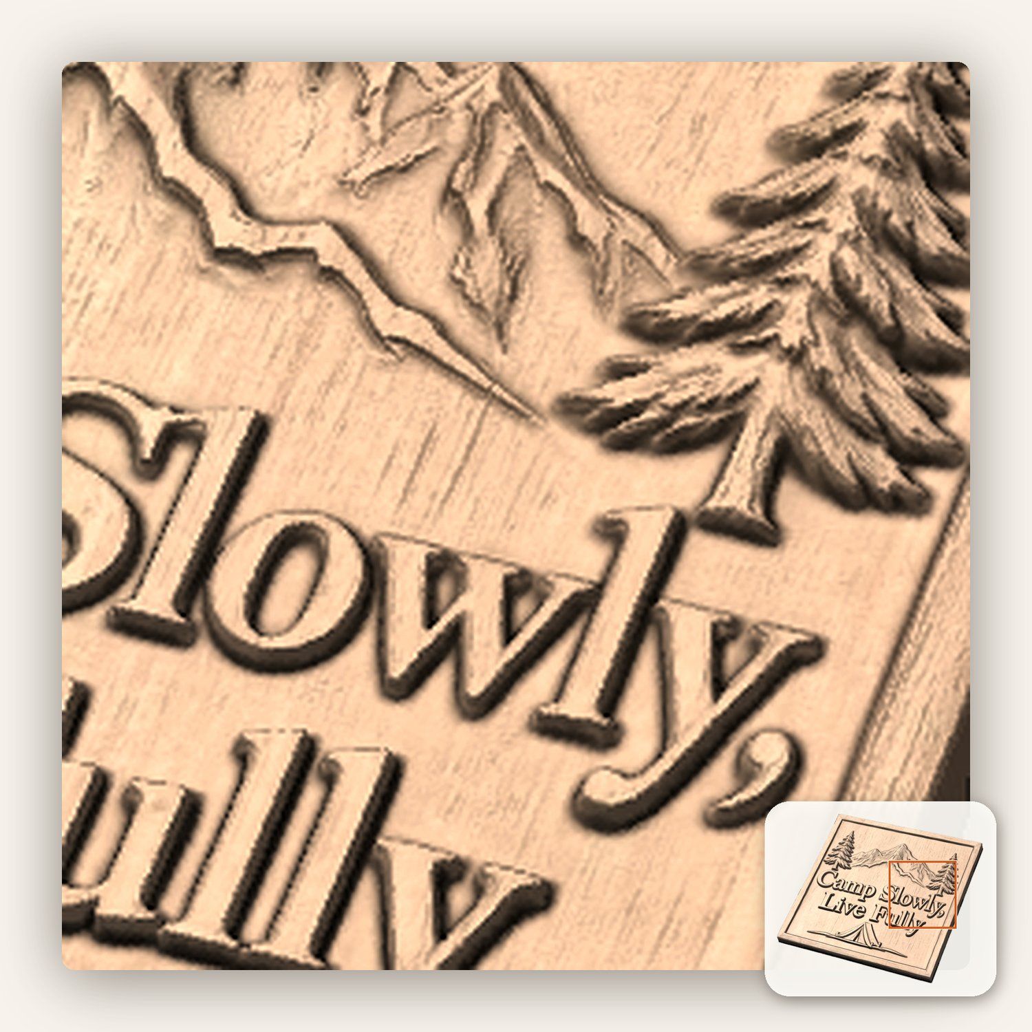Mountain Camping Scene CNC Relief STL bas-relief STL — view 10