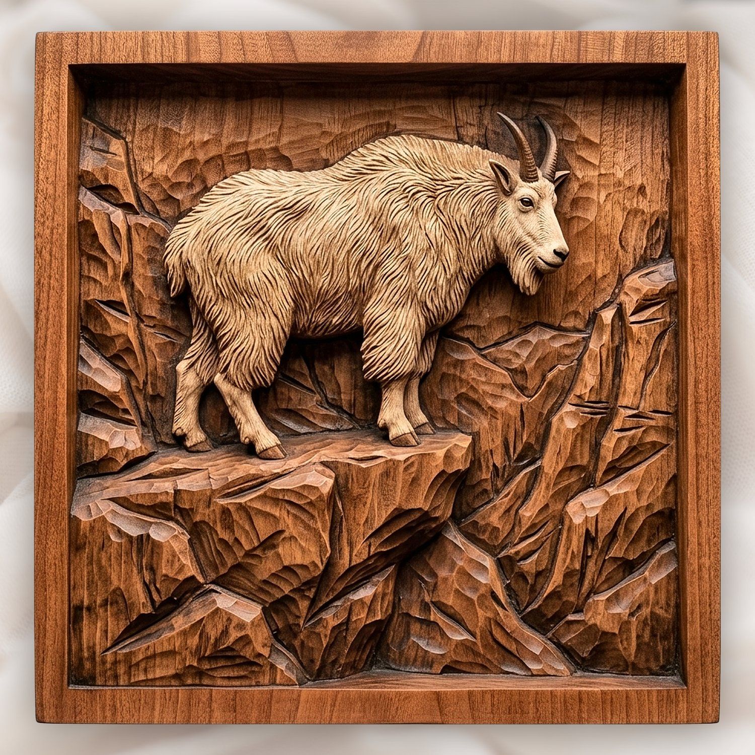 Mountain Goat Wilderness Scene CNC Relief STL bas-relief STL design