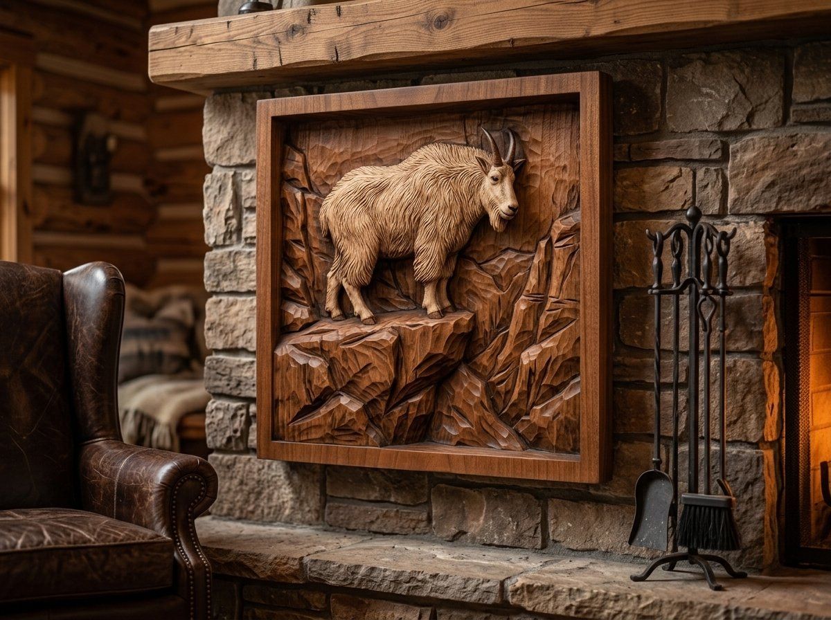 Mountain Goat Wilderness Scene CNC Relief STL bas-relief STL — view 13