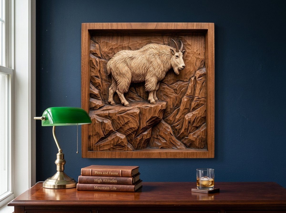 Mountain Goat Wilderness Scene CNC Relief STL bas-relief STL — view 14