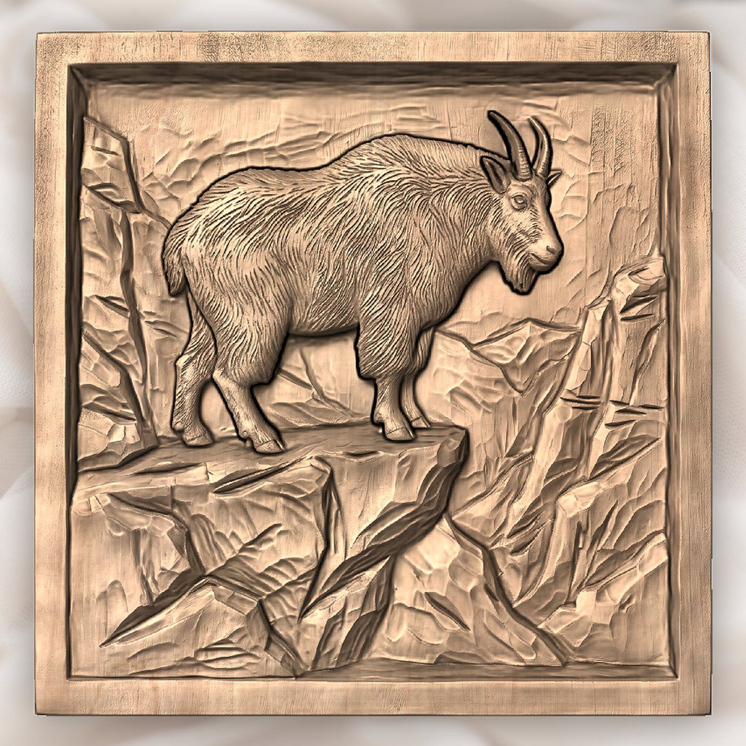 Mountain Goat Wilderness Scene CNC Relief STL bas-relief STL — view 5
