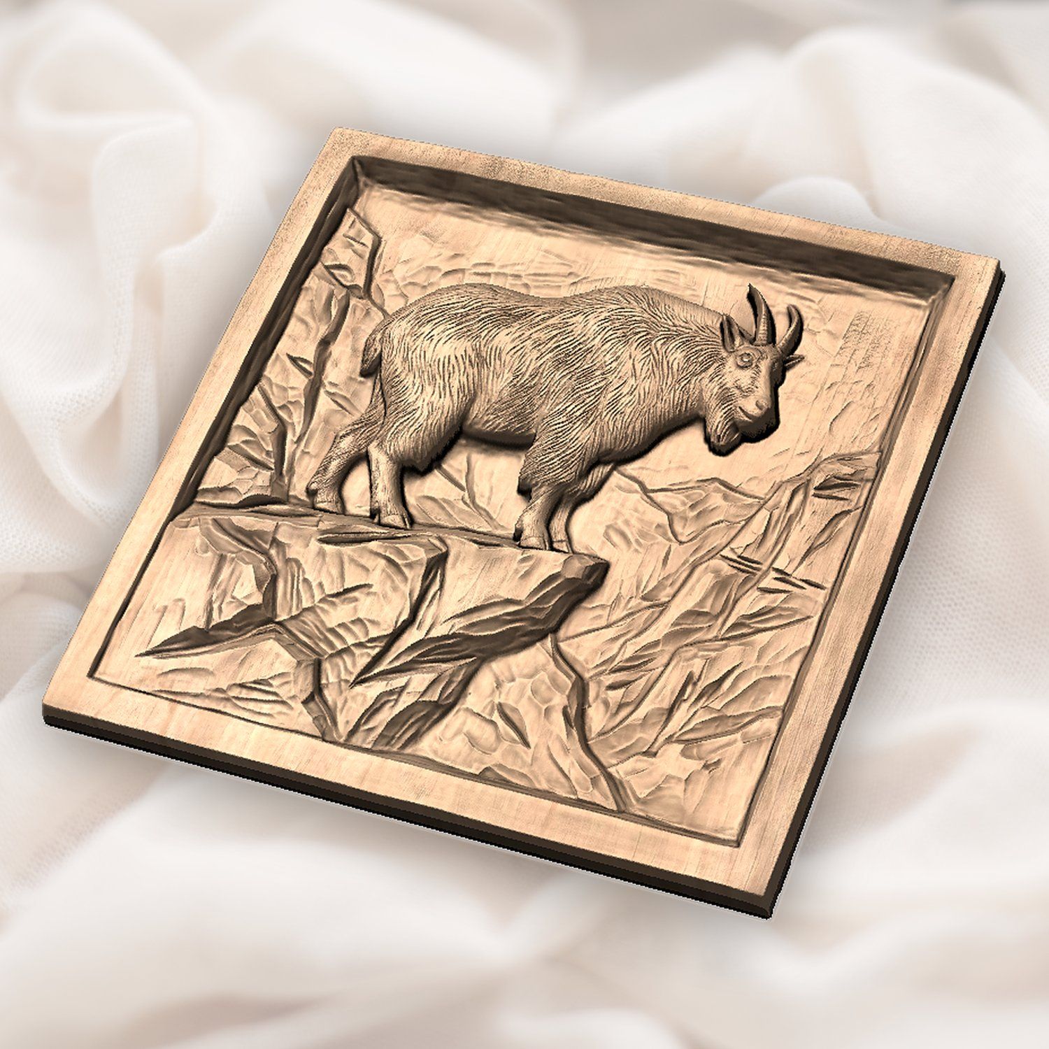 Mountain Goat Wilderness Scene CNC Relief STL bas-relief STL — view 6