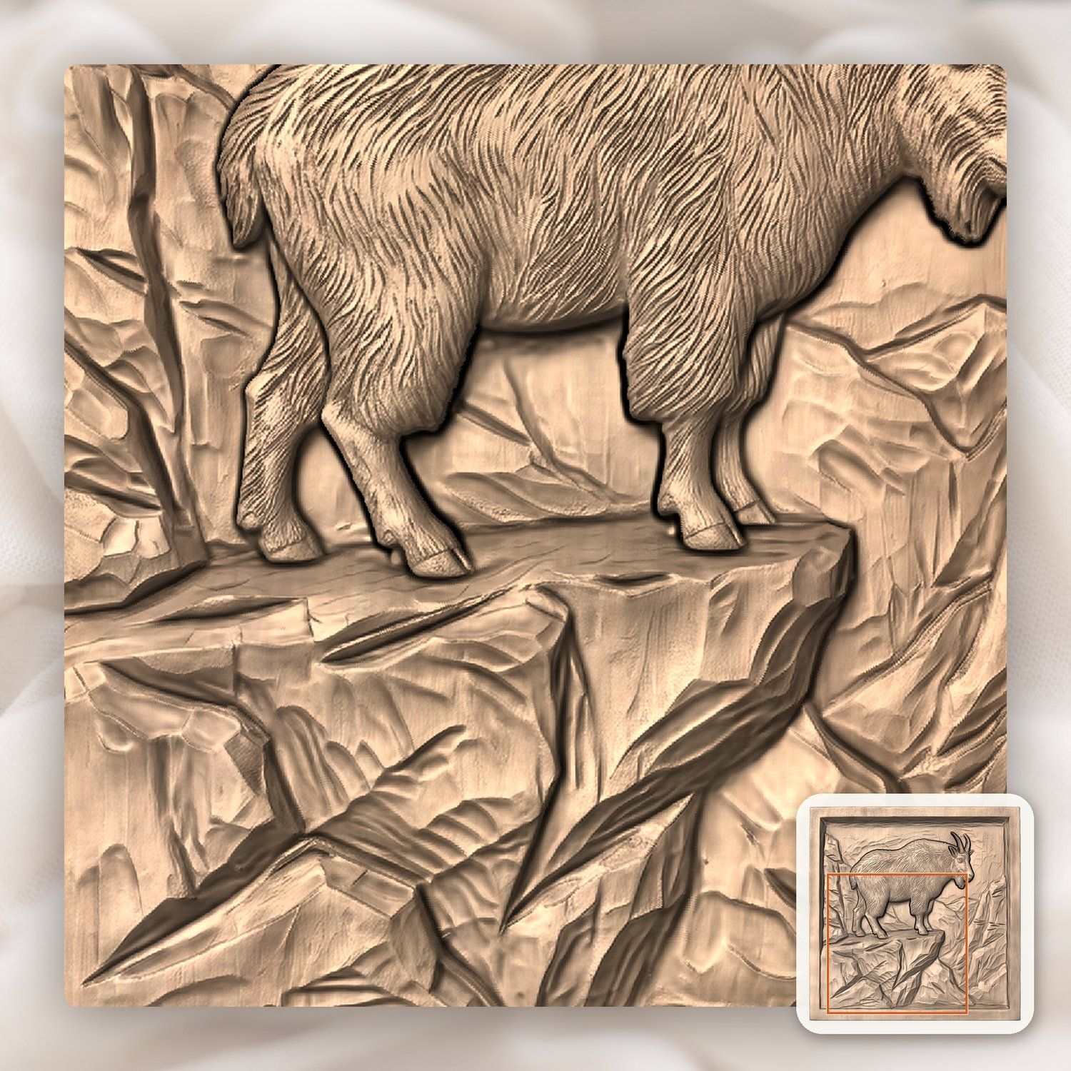 Mountain Goat Wilderness Scene CNC Relief STL bas-relief STL — view 9