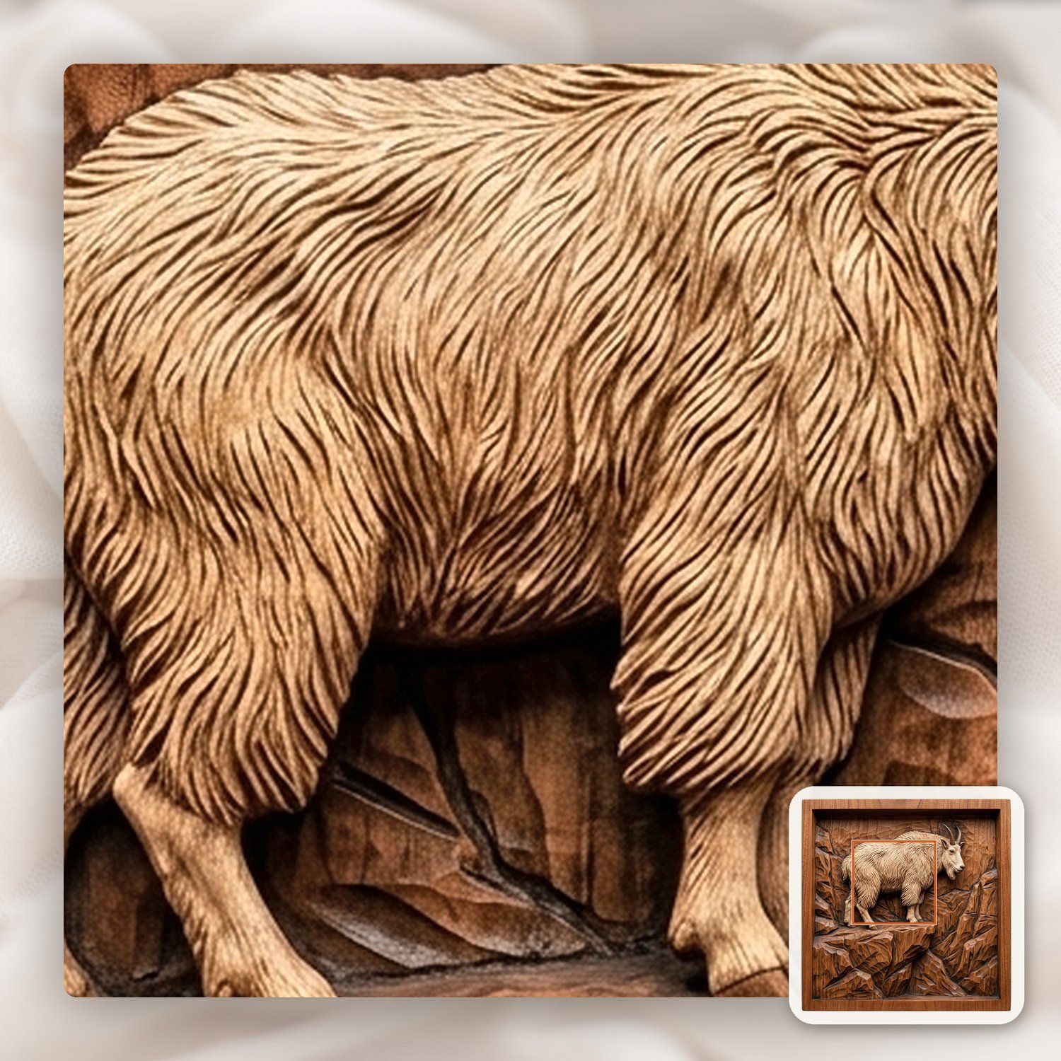 Mountain Goat Wilderness Scene CNC Relief STL bas-relief STL — view 11