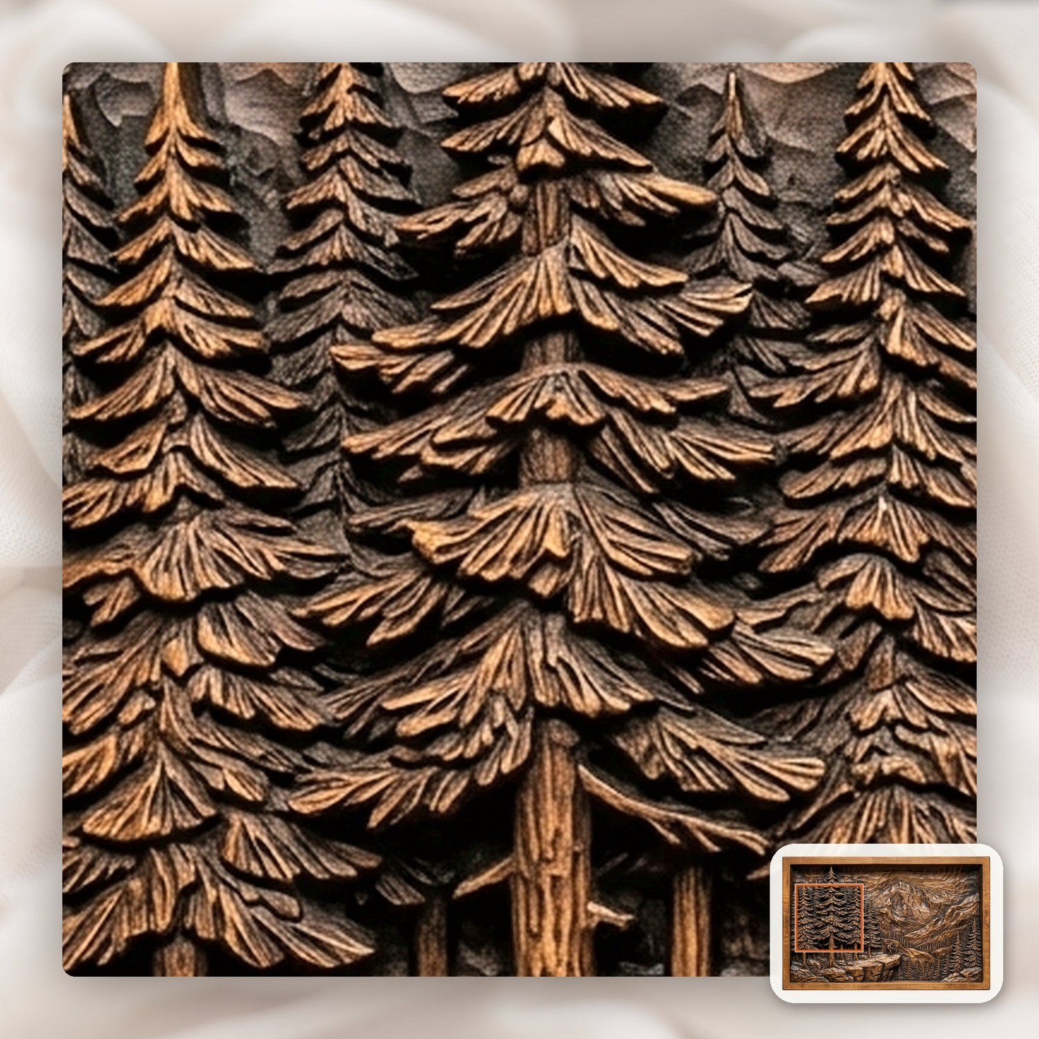 Mountain Hiker Forest Scene CNC Relief STL bas-relief STL — view 12