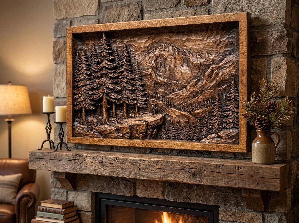 Mountain Hiker Forest Scene CNC Relief STL bas-relief STL — view 13