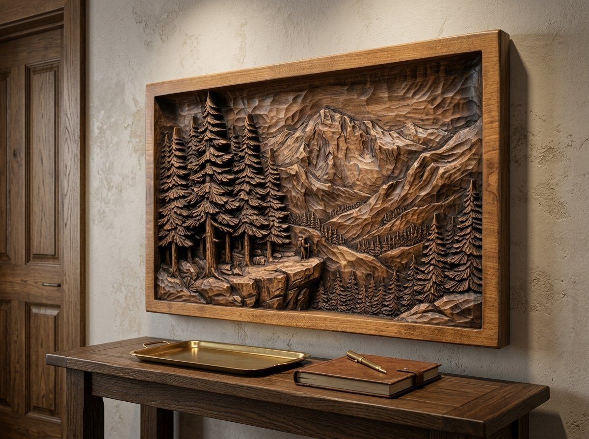 Mountain Hiker Forest Scene CNC Relief STL bas-relief STL — view 14
