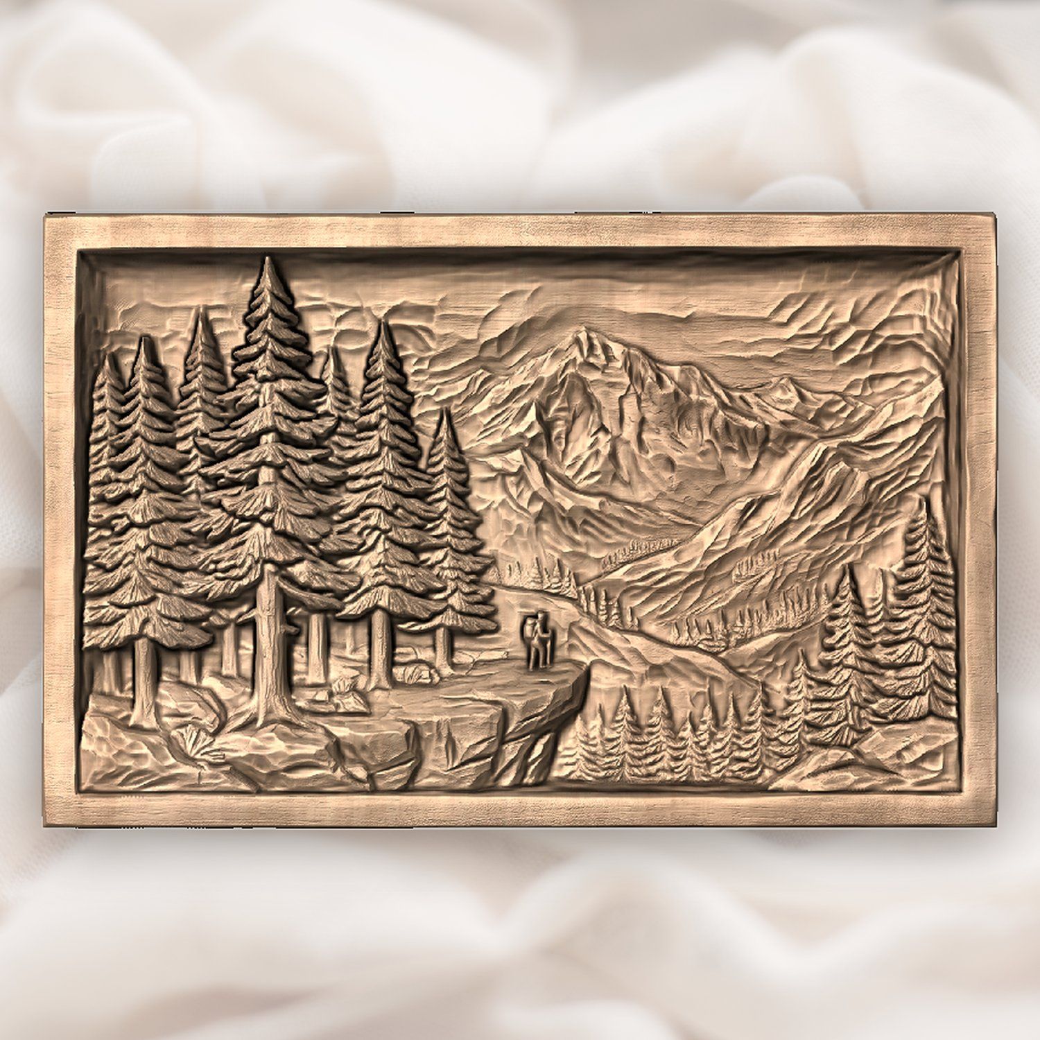 Mountain Hiker Forest Scene CNC Relief STL bas-relief STL — view 5