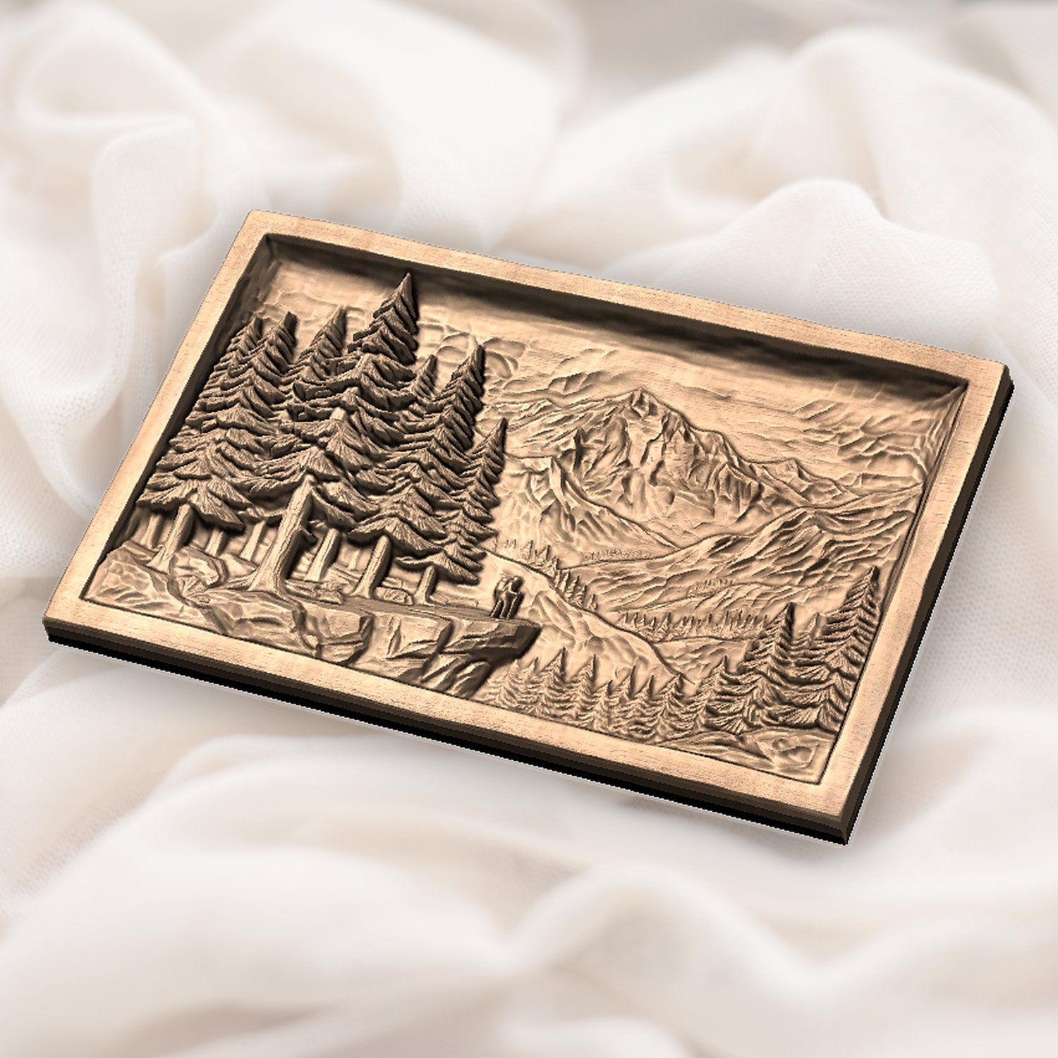 Mountain Hiker Forest Scene CNC Relief STL bas-relief STL — view 6