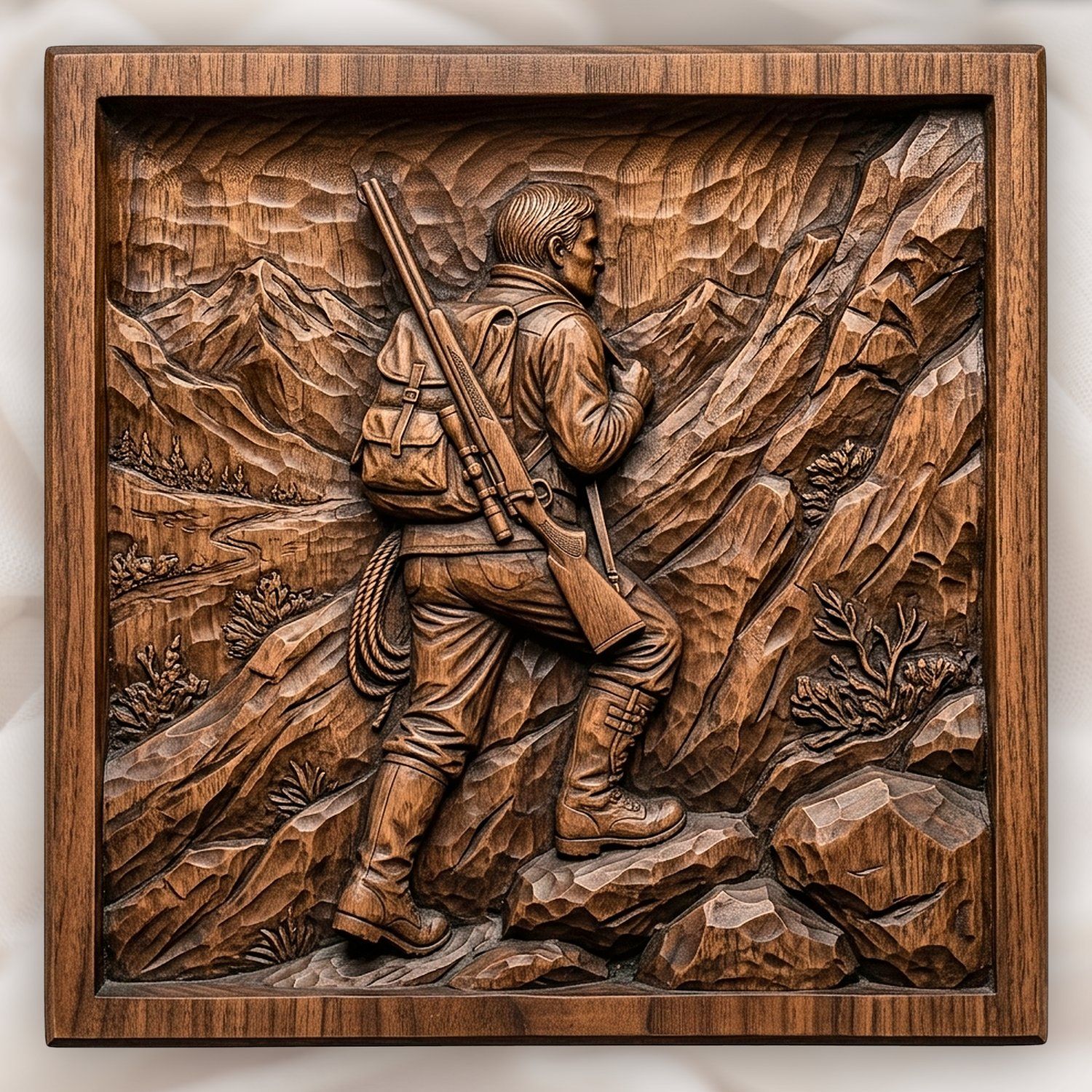 Mountain Hunter Trekking CNC Relief STL bas-relief STL design