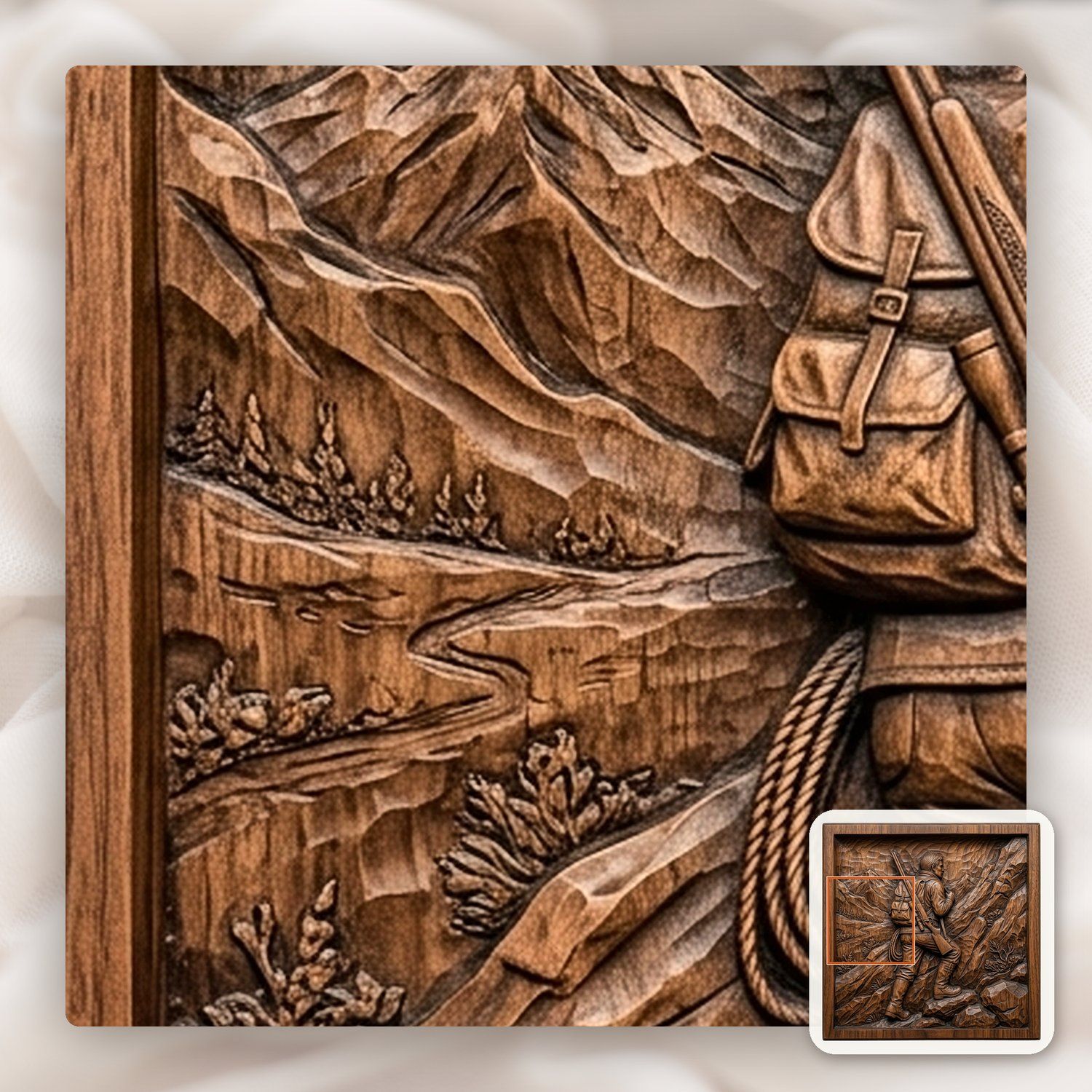 Mountain Hunter Trekking CNC Relief STL bas-relief STL — view 12