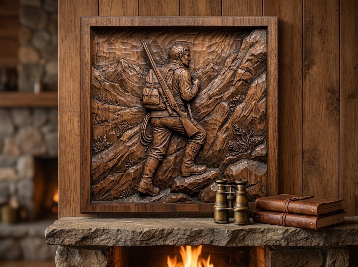 Mountain Hunter Trekking CNC Relief STL bas-relief STL — view 13