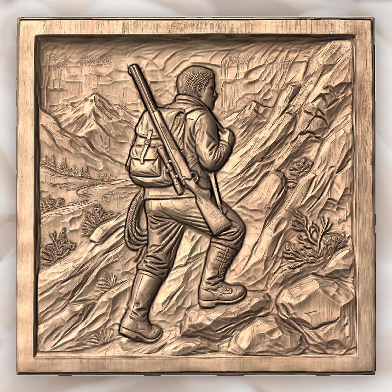 Mountain Hunter Trekking CNC Relief STL bas-relief STL — view 5