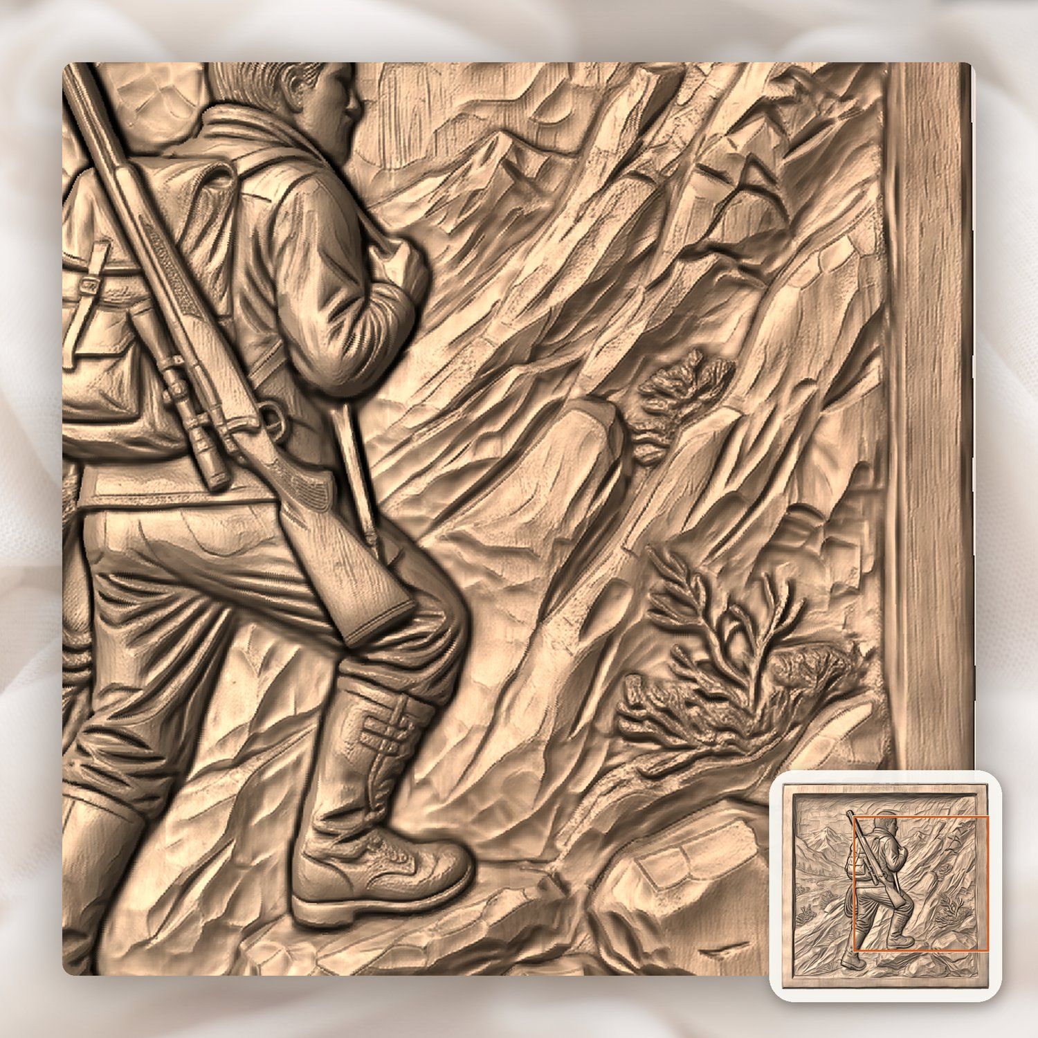 Mountain Hunter Trekking CNC Relief STL bas-relief STL — view 8